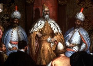 Marino Grimani（1532-1605）收到波斯大使 作者 加布里埃尔·卡利亚里（Gabriele Caliari）